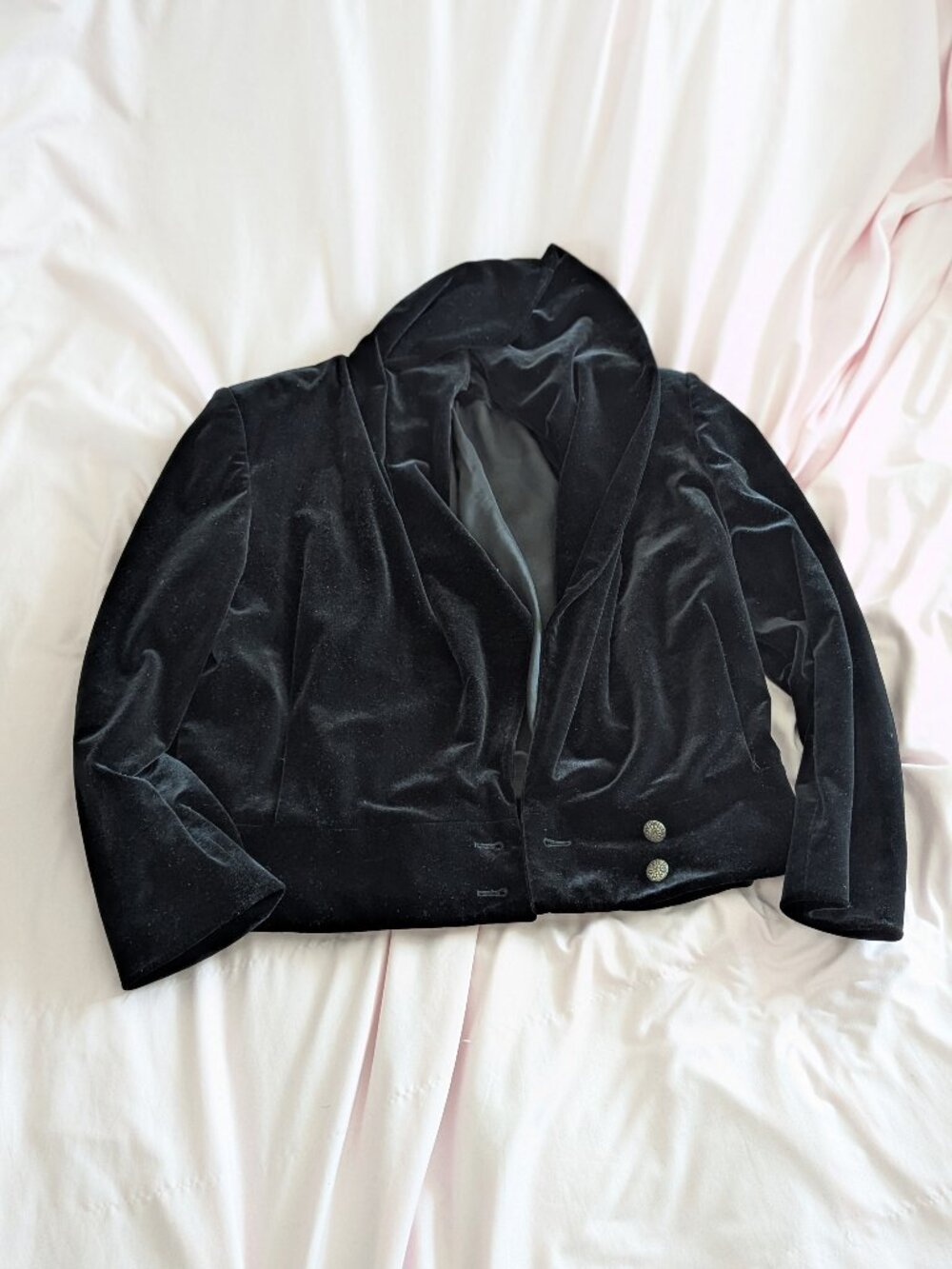 Raffinalla Black Velvet Crop Blazer Jacket Size 8